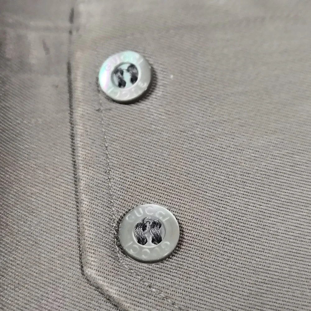 Gucci Mens Button Down Shirt 16.5 42 Brown Cotton Blend Made in Italy Designer